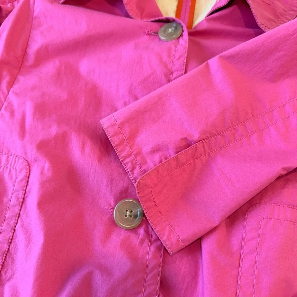 J Crew Pink Lightweight Belted Short Trench Coat Jacket Women Size 4 - Picture 7 of 10